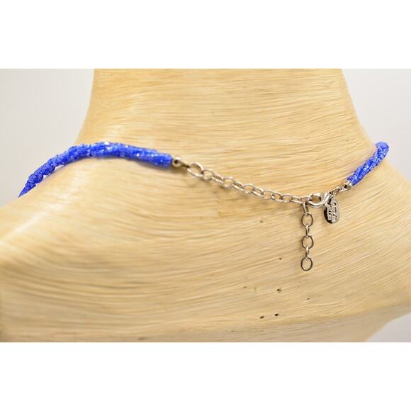 Nolan Miller Vintage Necklace Beaded Collar Metallic Royal Blue Signed BinP - Picture 11 of 12